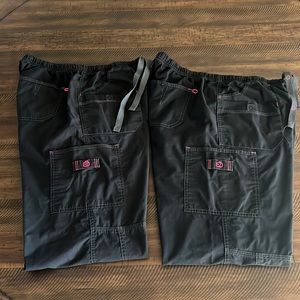 2 Pr Wonderwink Wink Black scrub pants sporty Large L
